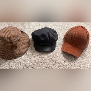 Lot Women’s Plaid Wool Bucket, Black Newsboy & Corduroy Baseball Cap Hats One Sz